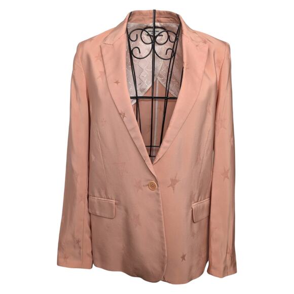 Zadig & Voltaire Deluxe Victor Jacquard Star Blazer Light Pink Womens Small 36 - Picture 2 of 14